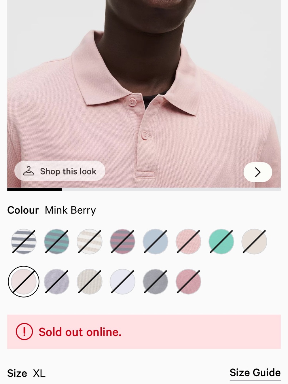 lululemon athletica Men's Pale Pink Polo Shirt